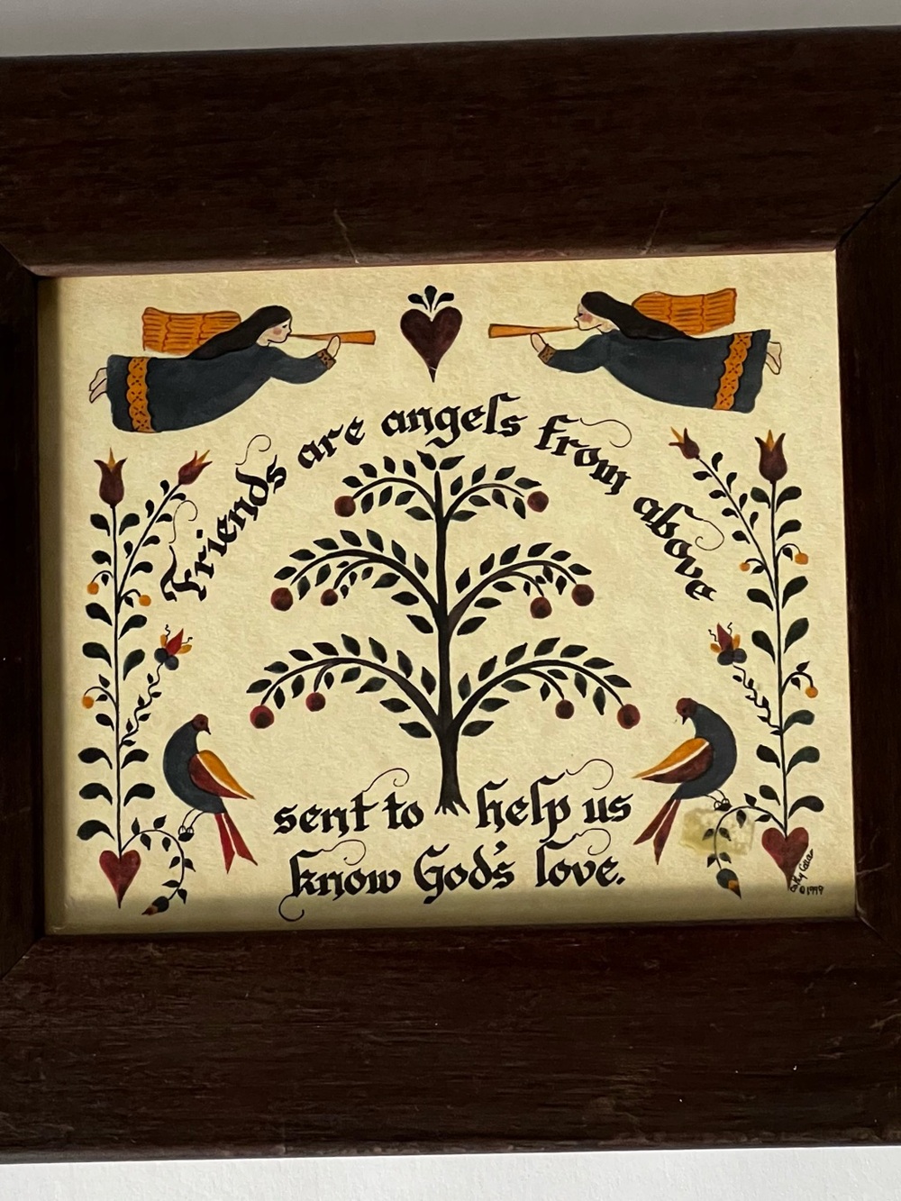 Country Scribe Pennsylvania/German Fraktur framed art by Cathy Collier 1999